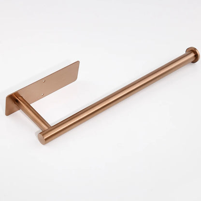 Rose Gold Toilet Paper Holder Adhesive 304 Stainless Steel for Bathroom Kitchen Paper Towel Roll Rack Long Tissue Hanging Black