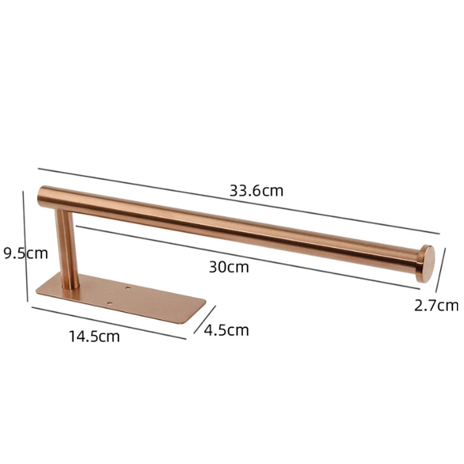 Rose Gold Toilet Paper Holder Adhesive 304 Stainless Steel for Bathroom Kitchen Paper Towel Roll Rack Long Tissue Hanging Black