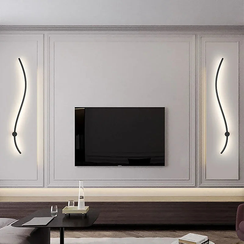 Led Wall Lamp Curved Line Wall Sconce Bedroom