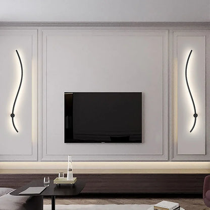 Led պատի լամպ Curved Line Wall Sconce Ննջասենյակ