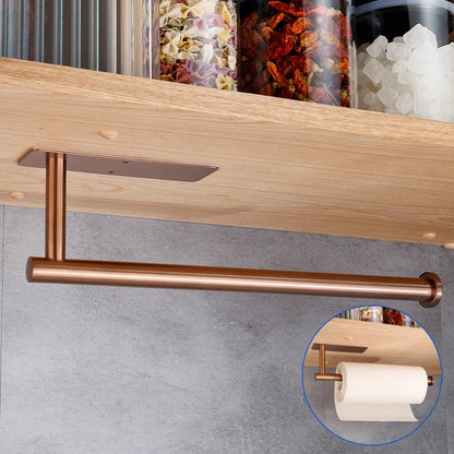 Rose Gold Toilet Paper Holder Adhesive 304 Stainless Steel for Bathroom Kitchen Paper Towel Roll Rack Long Tissue Hanging Black