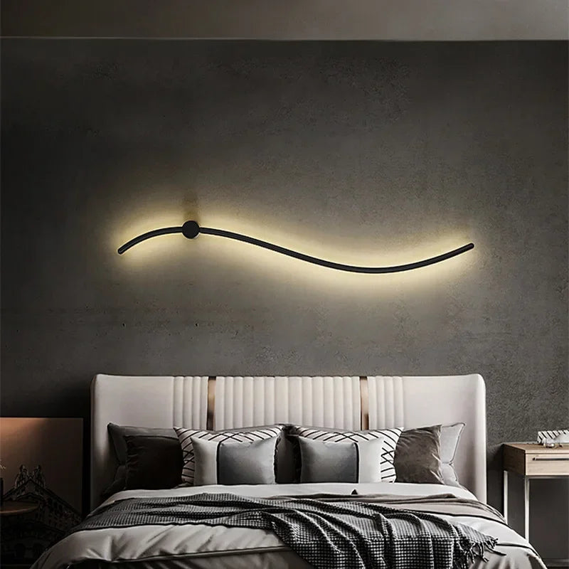 Led պատի լամպ Curved Line Wall Sconce Ննջասենյակ