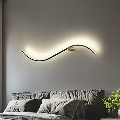 Led Wall Lamp Curved Line Wall Sconce Bedroom