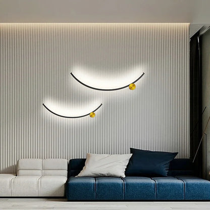 Led պատի լամպ Curved Line Wall Sconce Ննջասենյակ